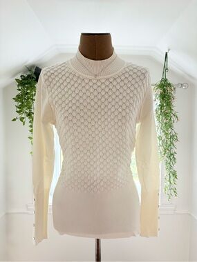 MARBLE Cream Scallop Knit Turtleneck Sweater